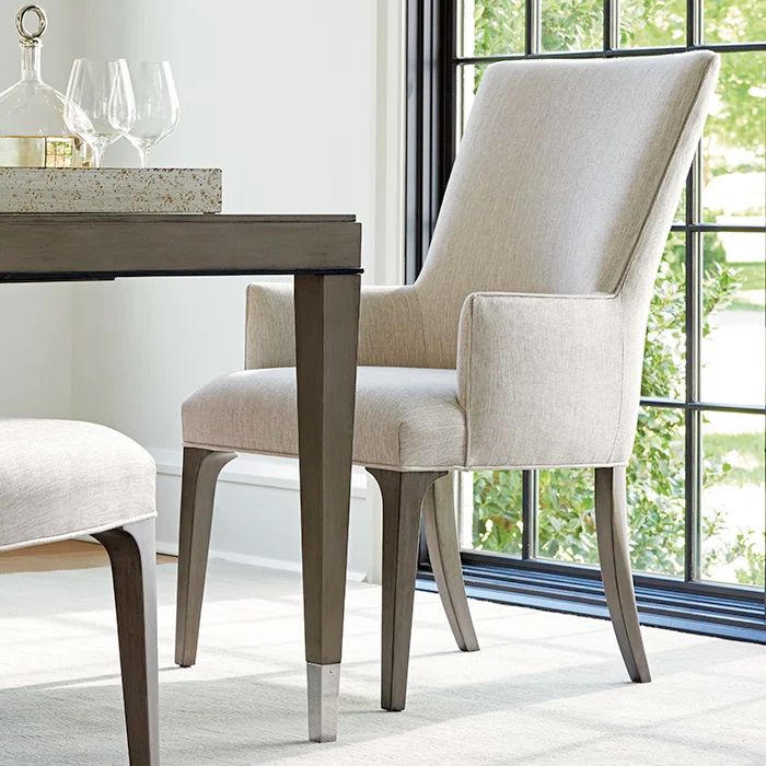 Bellamy Natural Upholstered Arm Chair with Wood Legs