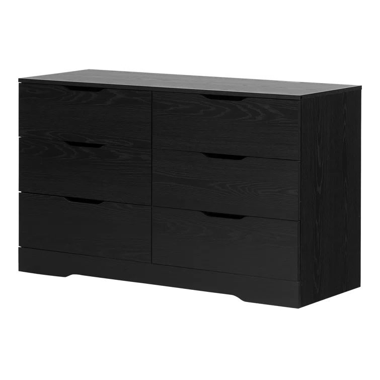 Holland 51" Black Oak Double Dresser with 6 Drawers