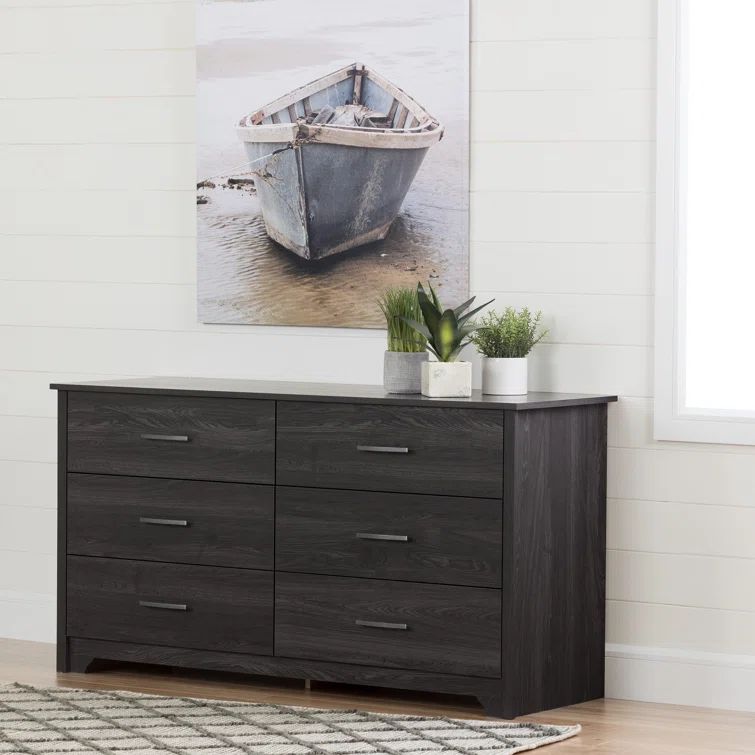 Gray Oak Double Dresser with Soft Close Drawers