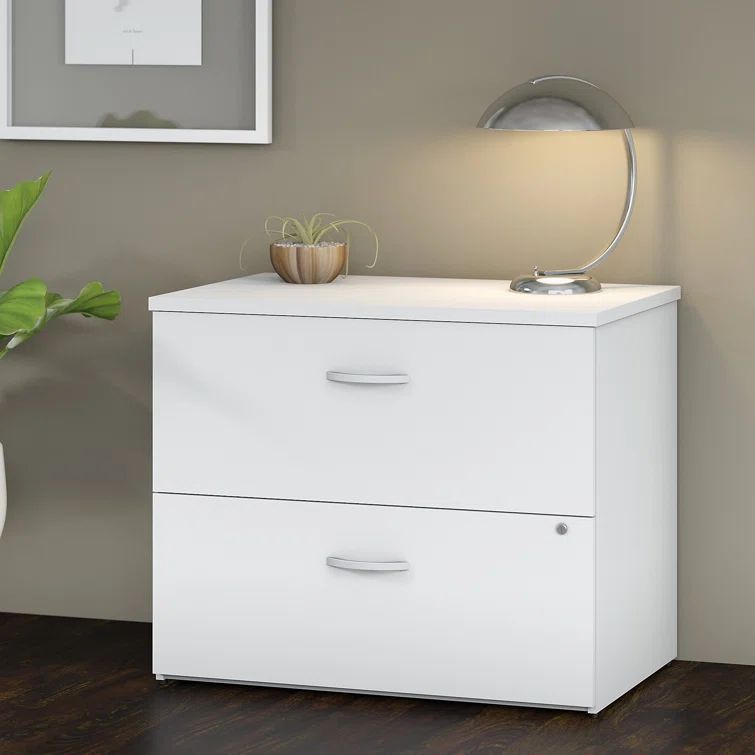White Mobile 2-Drawer Lockable Lateral File Cabinet