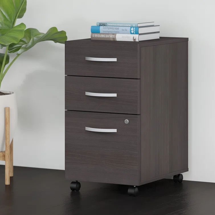 Storm Gray Mobile 3-Drawer Lockable Pedestal File Cabinet