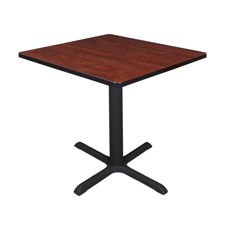 Cain 36" Cherry Melamine Square Breakroom Table with Metal Base