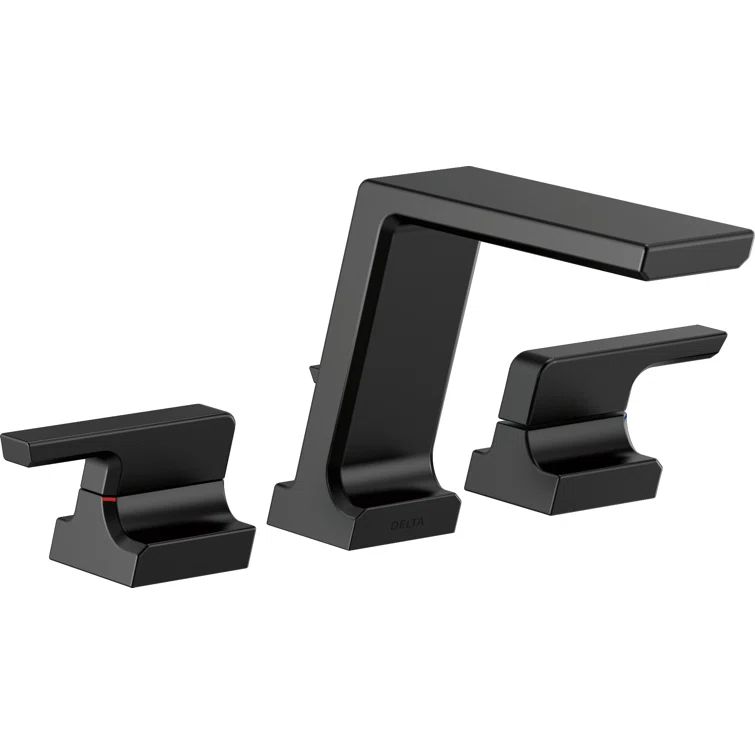 Matte Black Brass Modern Deck Mounted Widespread Faucet