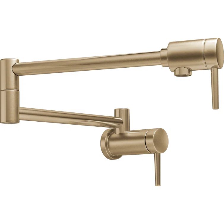 Contemporary Bronze Wall-Mounted Pot Filler Faucet with Pull-out Spray