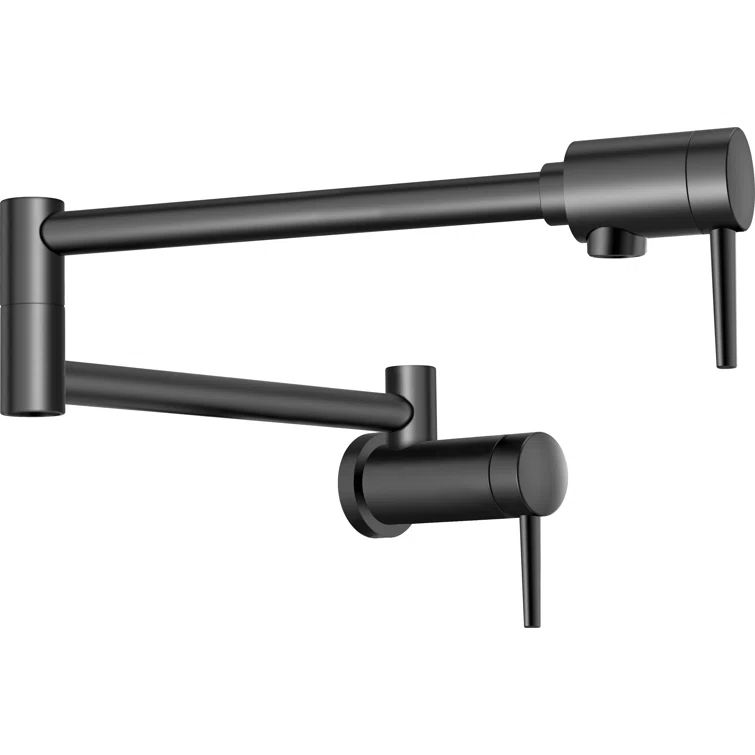 Matte Black Contemporary Wall Mount Pot Filler Faucet