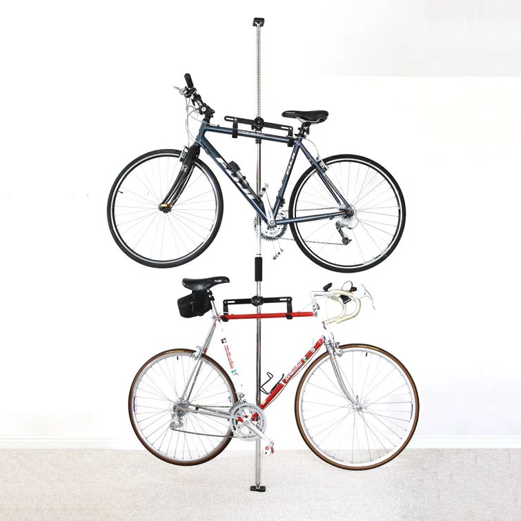 Chrome Adjustable Floor-to-Ceiling 2-Bike Storage Rack