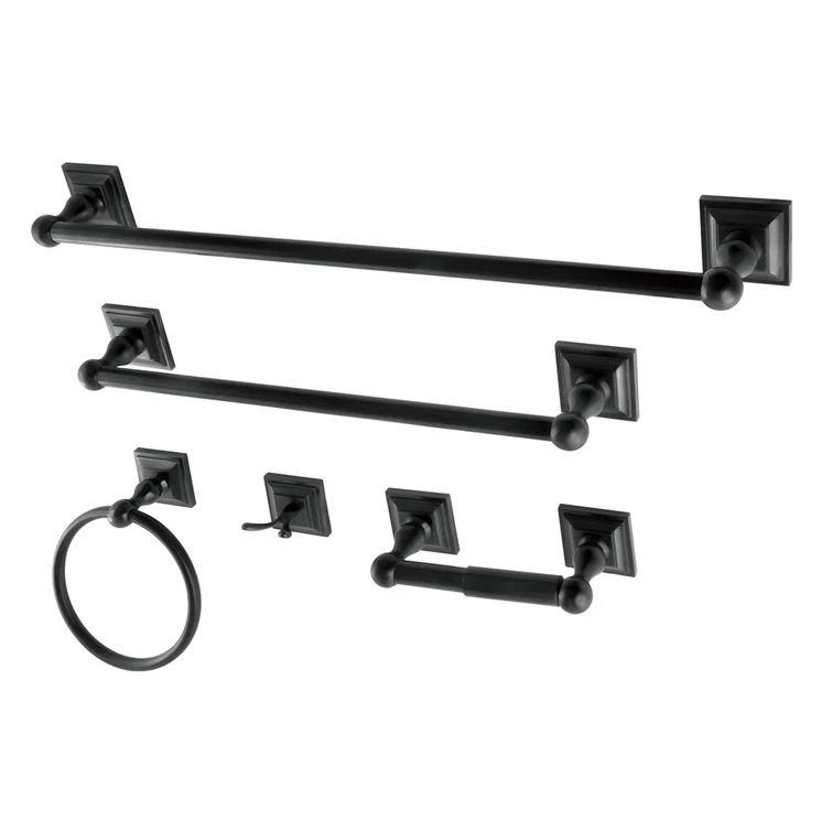 Matte Black Metal 5-Piece Bathroom Hardware Set