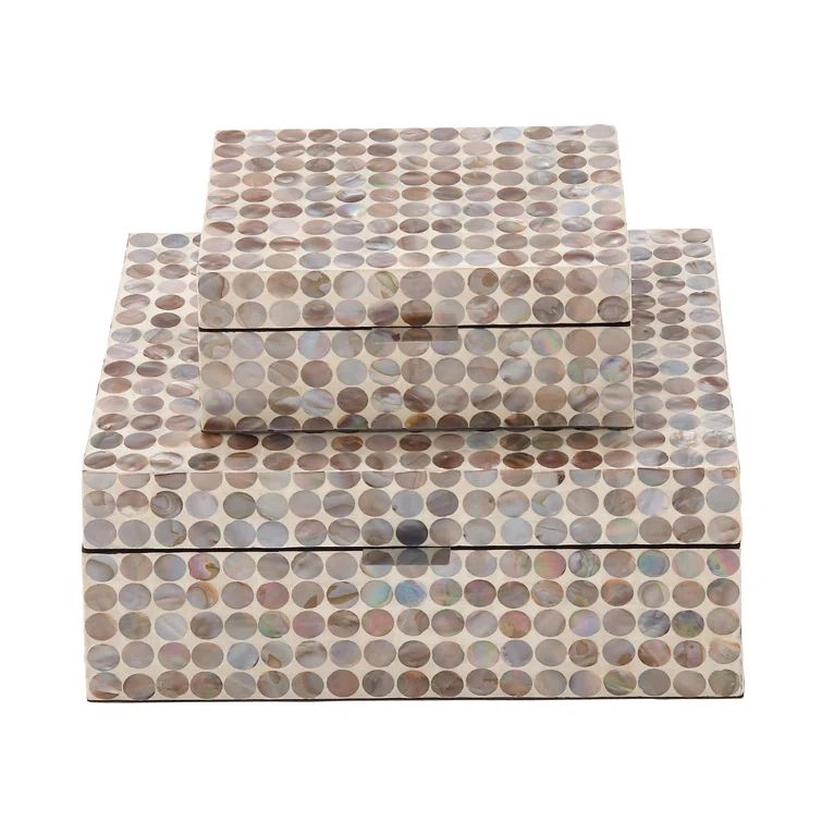 Juliette Brown and Gray Handmade Wood Lidded Box Set