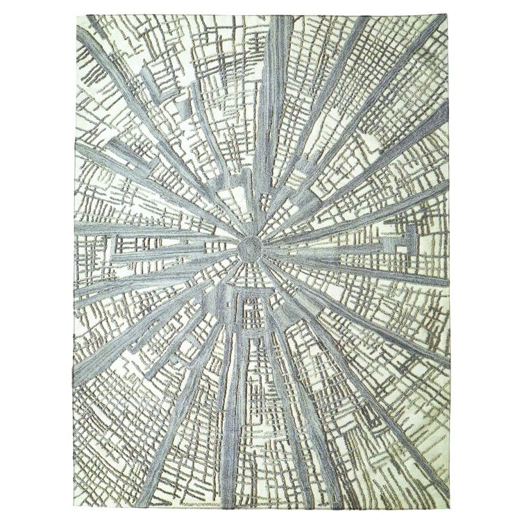 Handmade Gray Starburst Tufted Wool Area Rug 6' x 9'