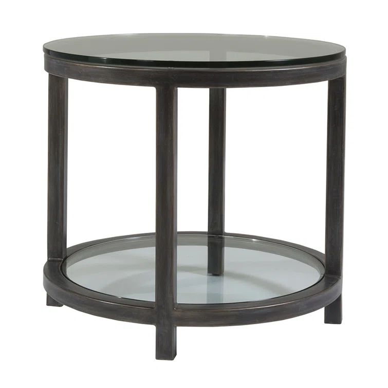 St. Laurent Round Gray Metal and Glass End Table