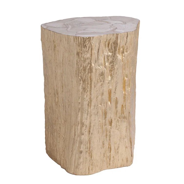 Gold Leaf Free Form Accent Table with Fossilized Clam Shell Top