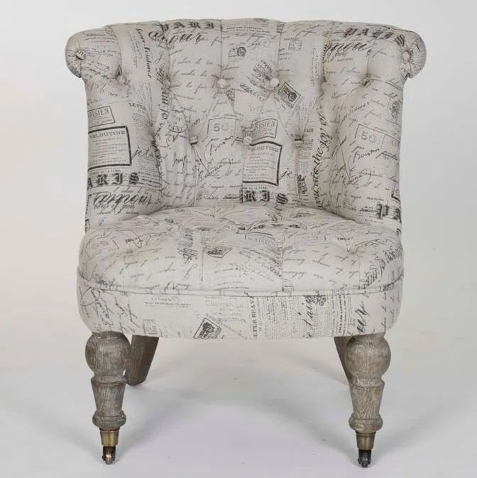 Amelie Natural Linen & Limed Gray Oak Slipper Chair