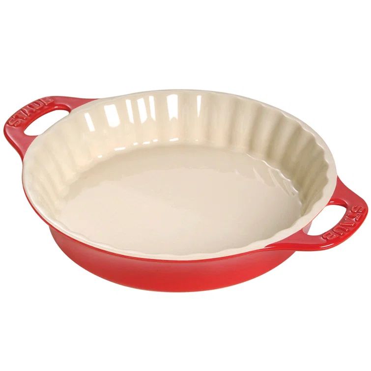 Cherry Red Ceramic 9-inch Pie Dish
