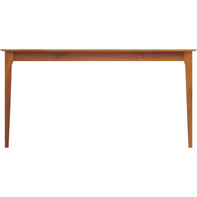 Natural Cherry Solid Wood Desk with Drawer and Keyboard Tray