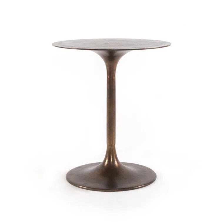 Antique Gold Round Aluminum Tulip Side Table