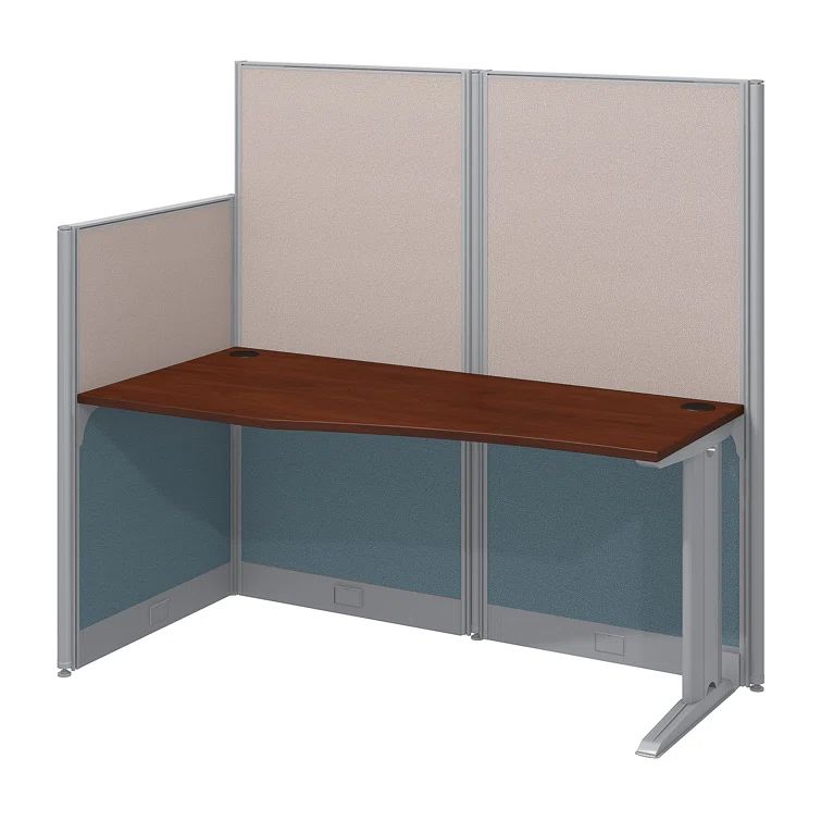 Hansen Cherry Thermally Fused Laminate L-Shaped Workstation with Privacy Panels