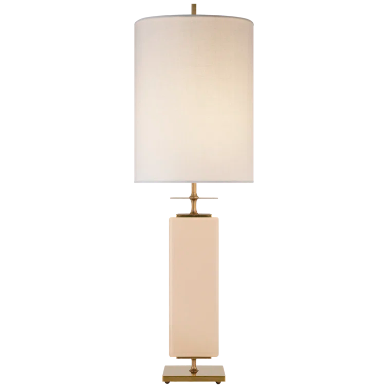 Beekman 37" Cream Linen Shade Crystal Prism Table Lamp