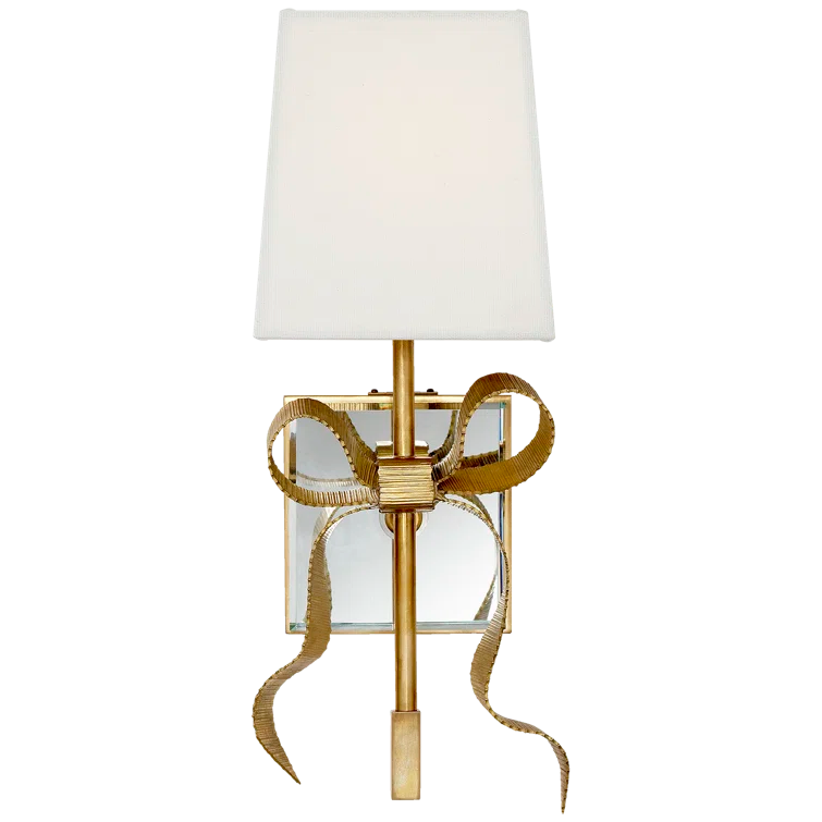 Ellery Bow Decorative Brass Wall Sconce with Cream Shade