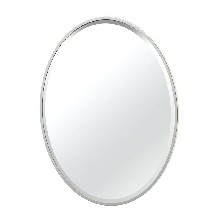 Elegant Satin Nickel Full-Length 33"x25" Rectangular Vanity Mirror