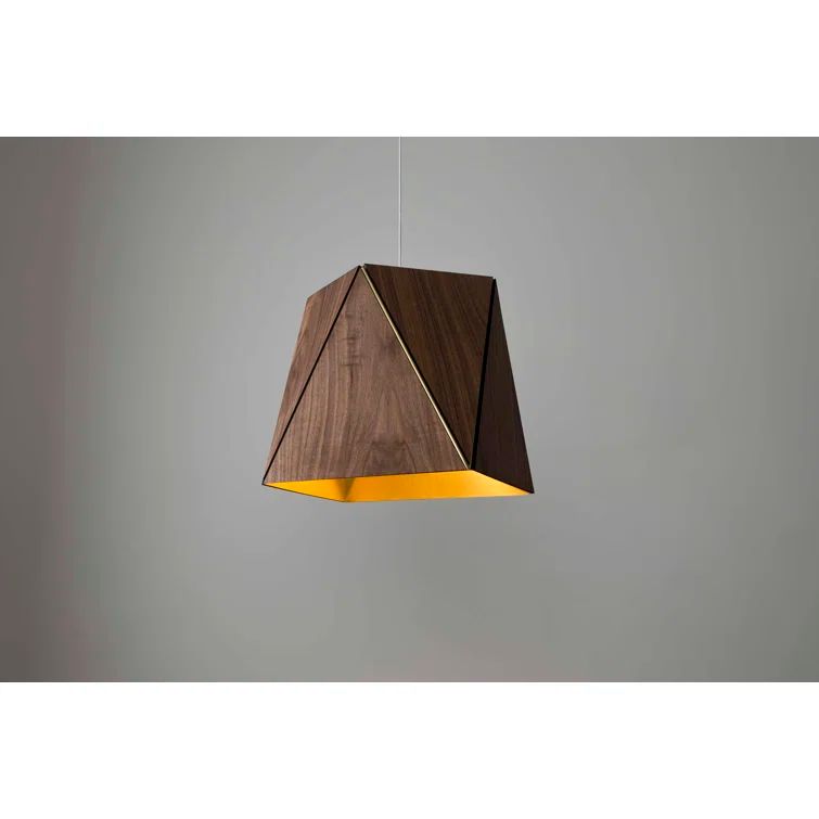 Brushed Brass and Walnut Geometric Pendant Light