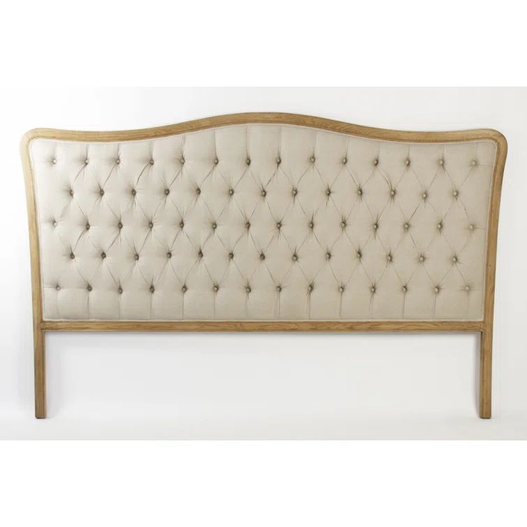 Ivory Tufted Linen Upholstered King Headboard with Wooden Frame