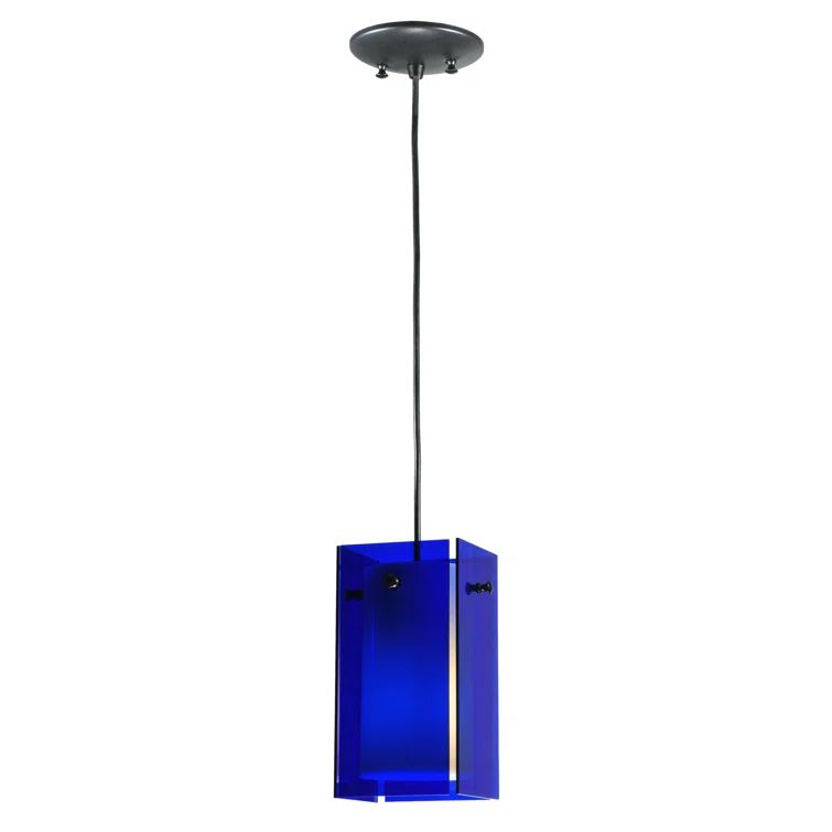 Blue Glass Mini Pendant Light with Silver Finish
