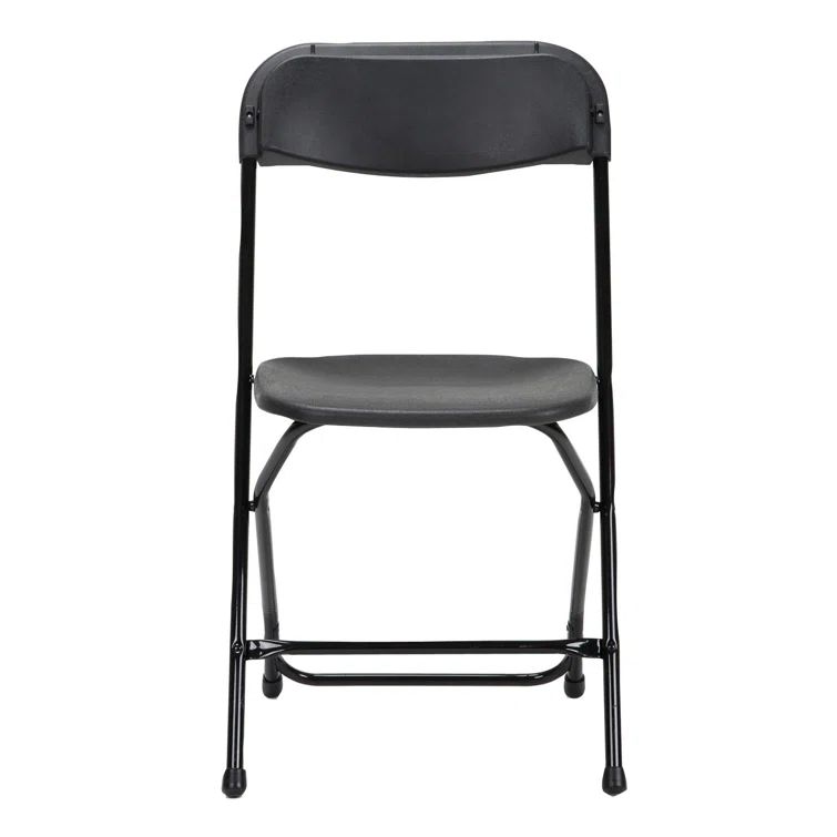 Black Heavy Duty Plastic Folding Chair with Steel Frame, 8 Pack