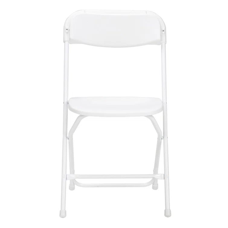 White Plastic Folding Chair Set with Steel Frame, 8-Pack