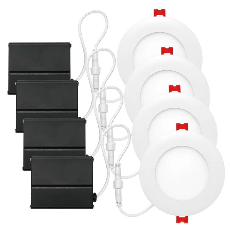 EcoLumina 4" Ultra Slim Polished White LED Recessed Lighting Kit