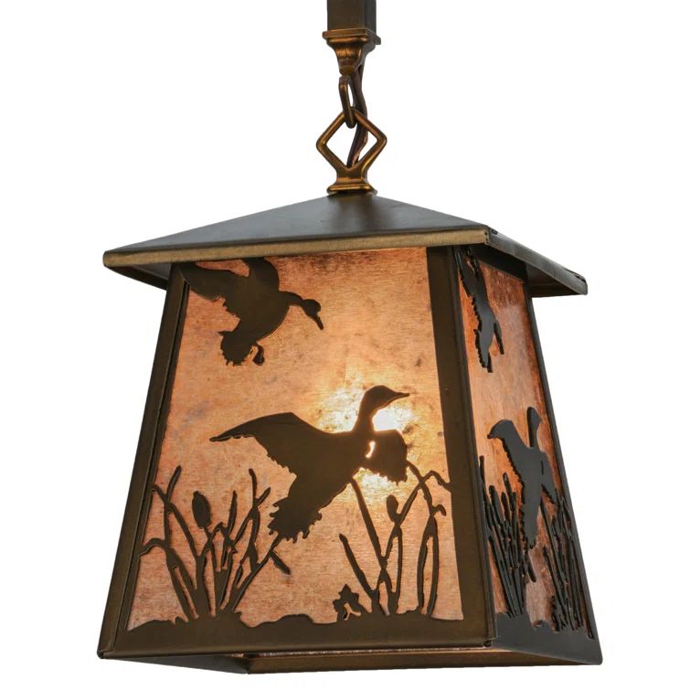 Antique Copper and Glass Duck Lantern Pendant