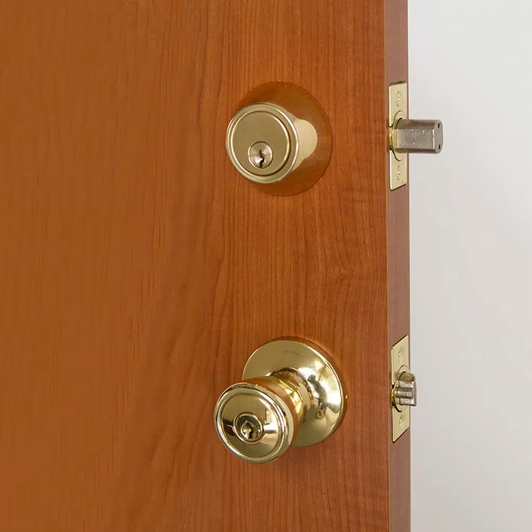 Polished Brass Entry Door Knob and Deadbolt Set