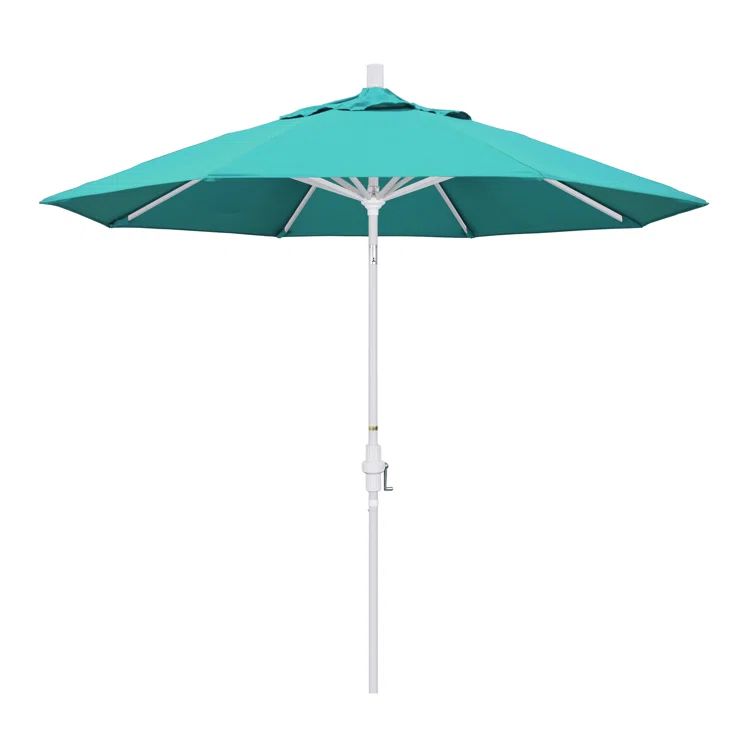 9 ft. Aruba Canvas Sunbrella Market Patio Umbrella with Matted White Aluminum Pole