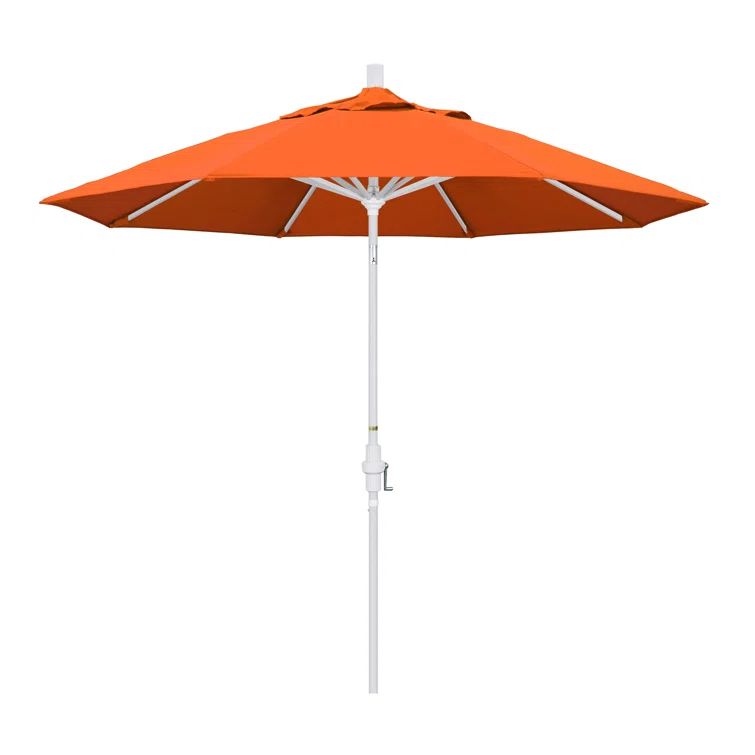 9 ft. Melon Sunbrella Octagon Market Umbrella with White Aluminum Pole