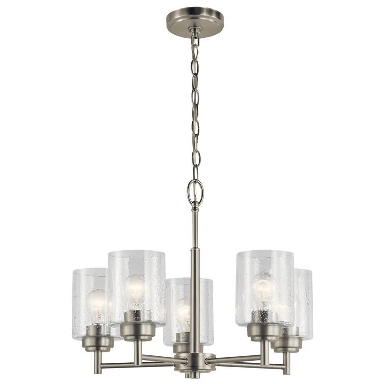 Winslow Brushed Nickel 5-Light Mini Chandelier with Clear Glass