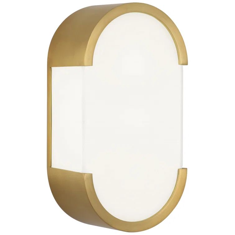 Antique Brass Rounded Rectangle Plug-In Wall Sconce