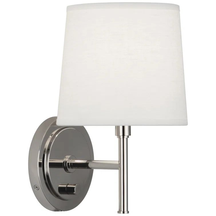 Polished Nickel Plug-In Dimmable Wall Sconce with Linen Shade