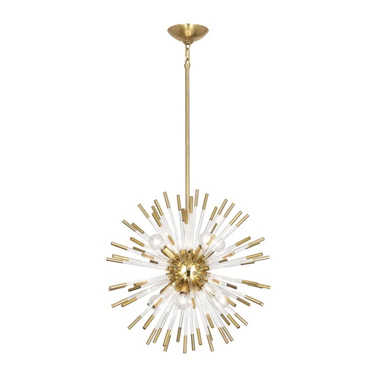 Andromeda Modern Brass 20" Sputnik Sphere Chandelier with Acrylic Rods