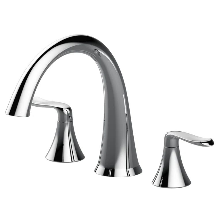 Piccolo Polished Chrome Low-Arc Deck-Mount Roman Tub Faucet