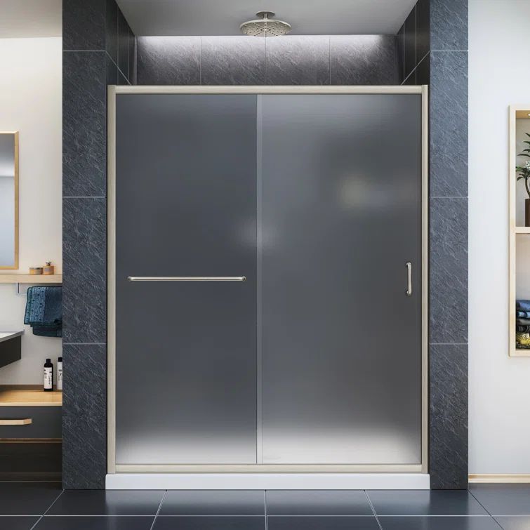 Infinity-Z 60" Distressed Bronze Frameless Sliding Shower Door