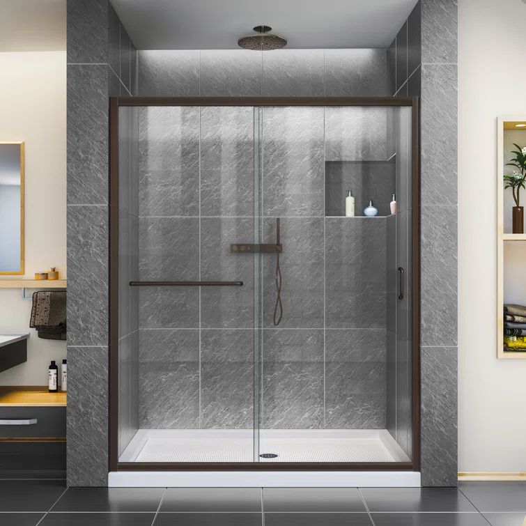 Infinity-Z 60" Oil Rubbed Bronze Frameless Sliding Shower Door