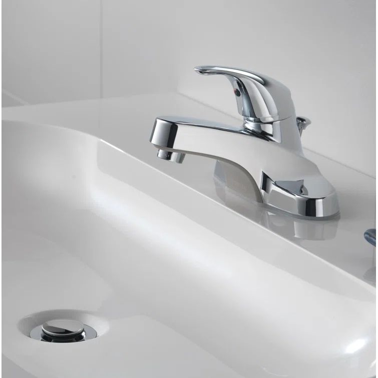 Core Polished Chrome Single Handle Bathroom Faucet with Metal Drain
