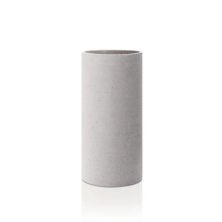 Floral Essence Round Polystone Table Vase in Light Grey