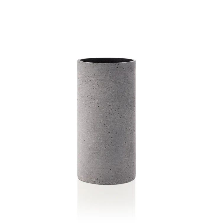 Modern Polystone Round Table Vase in Dark Gray - 9.45" H