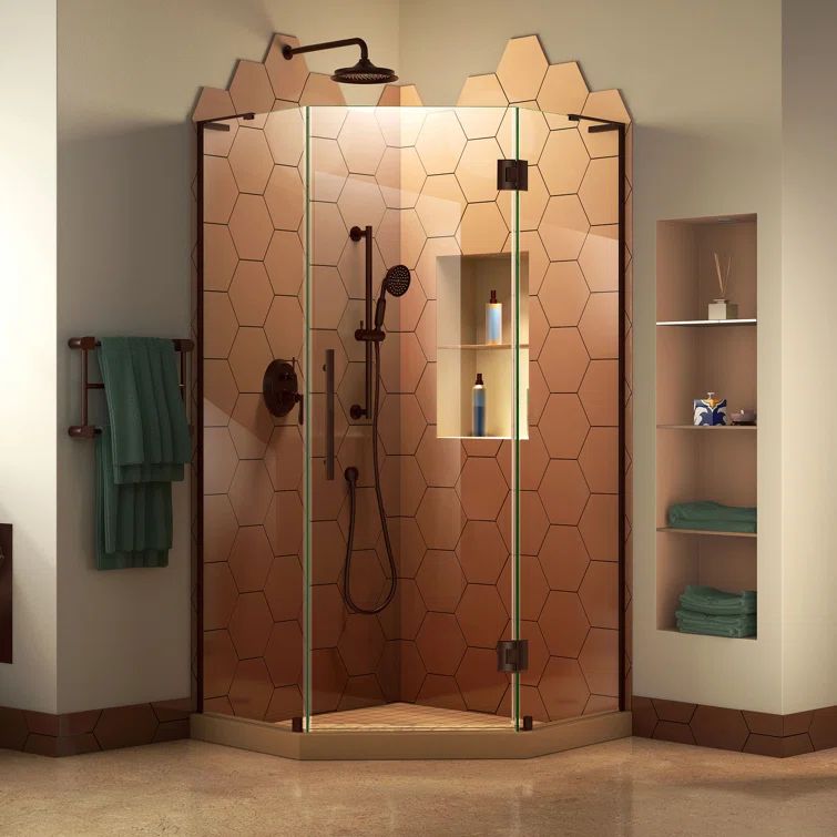 Prism Plus 34" x 72" Frameless Neo-Angle Clear Glass Shower Enclosure