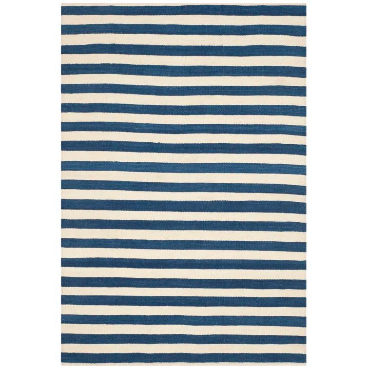 Canyon Stripe Pacific Blue 4' x 6' Handwoven Wool Area Rug