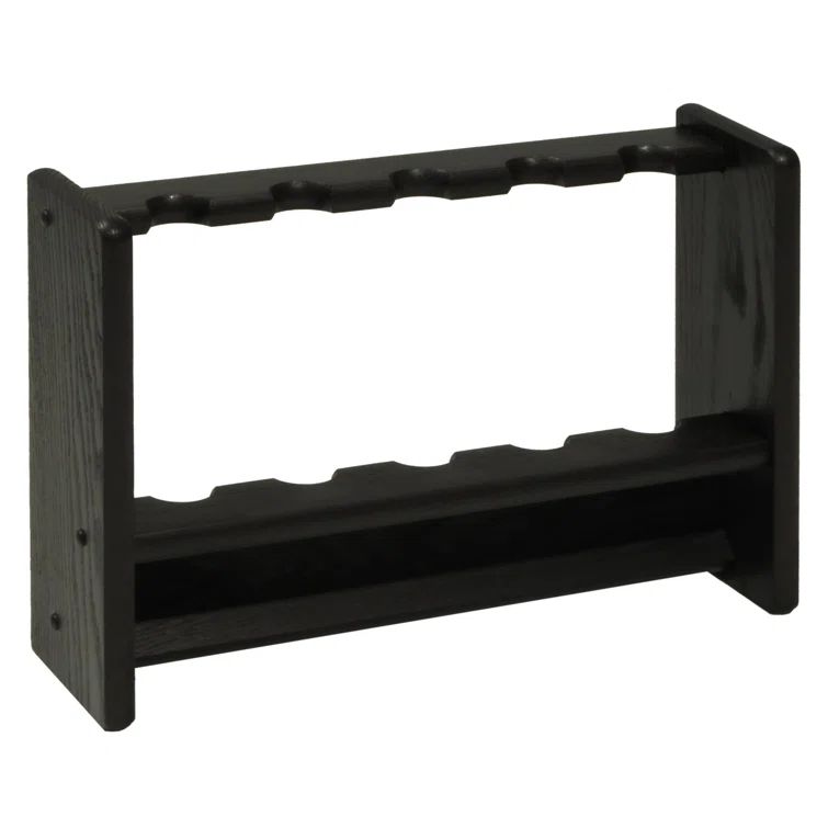 Black Wooden 5-Cue Rack for Billiards Room