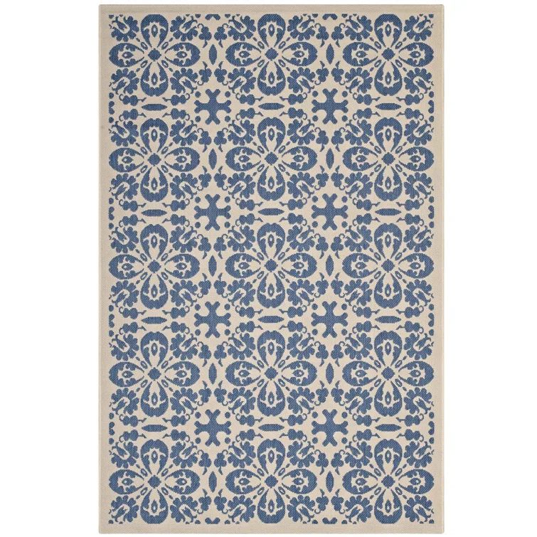 Ariana Light Green and Beige Floral 8' x 10' Synthetic Rug