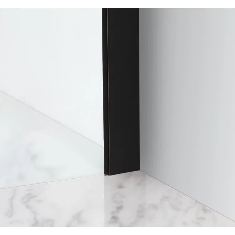 Belmore 48 x 72 Matte Black Frameless Tempered Glass Shower Door