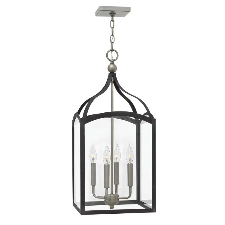 Elegant Aged Zinc 4-Light Lantern Pendant with Clear Glass