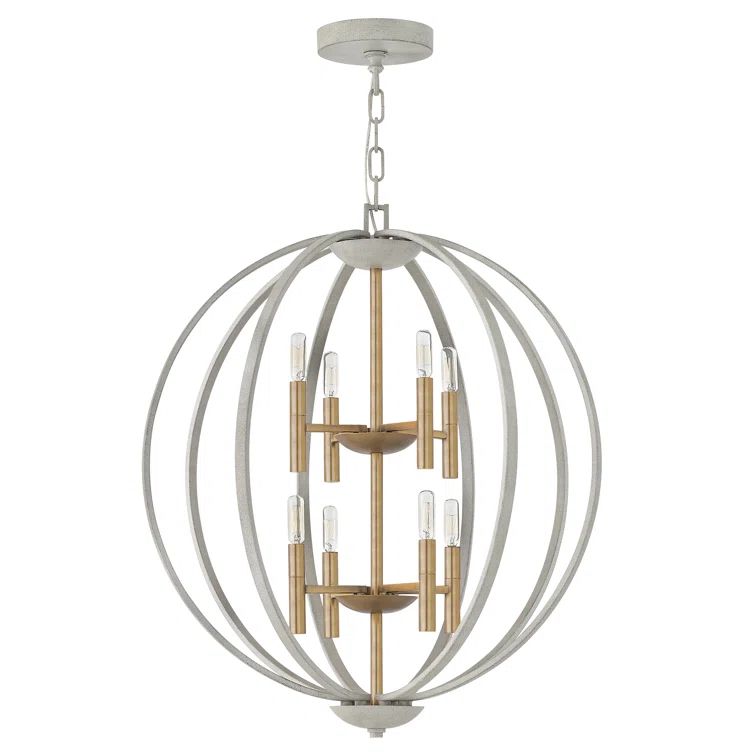 Euclid Cement Gray Modern Globe Chandelier with Gold Accents